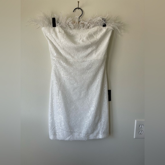 Lulus white sequin feather mini dress - Picture 4 of 5